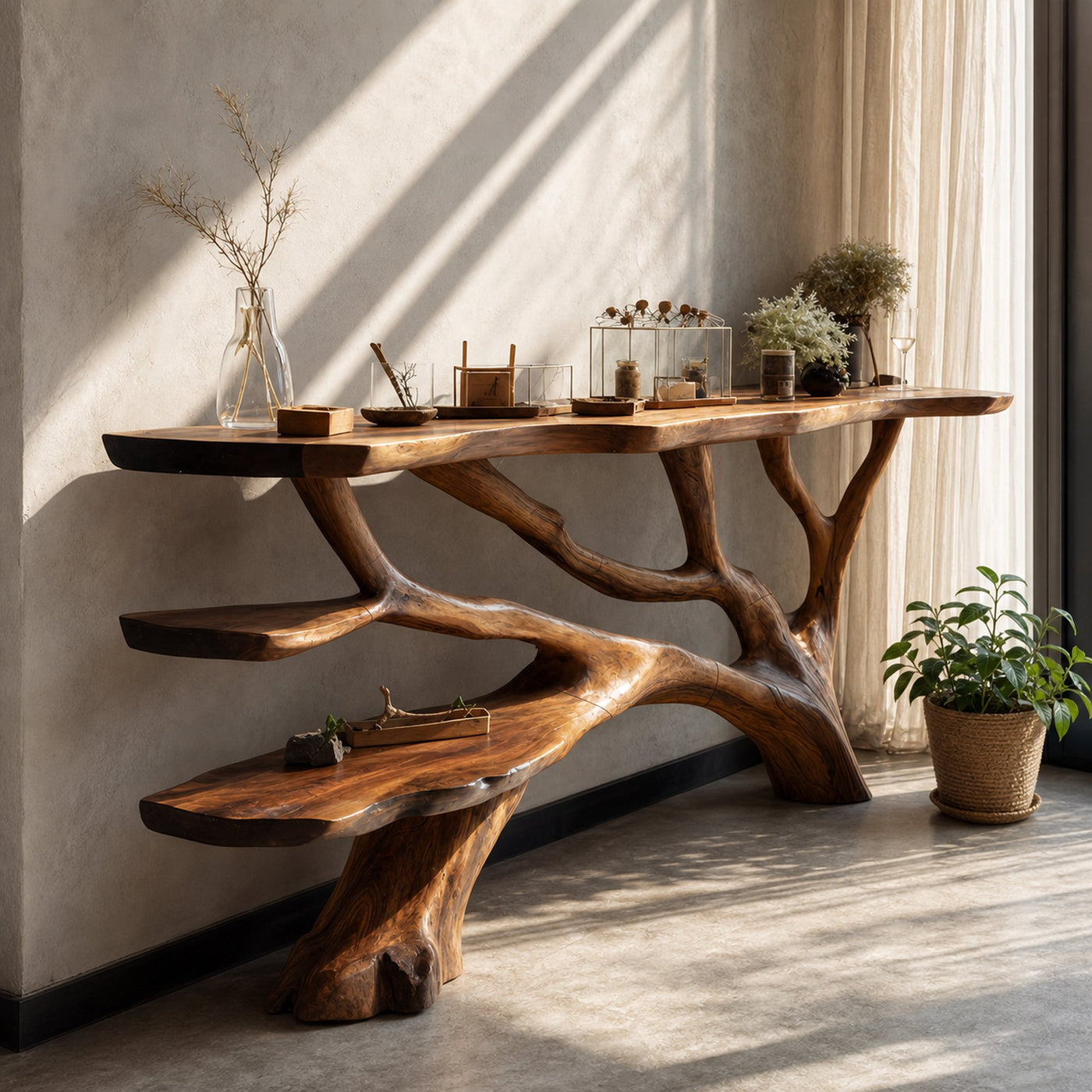Handcrafted Live Edge Entryway Table For Bedroom Rustic Home Interior
