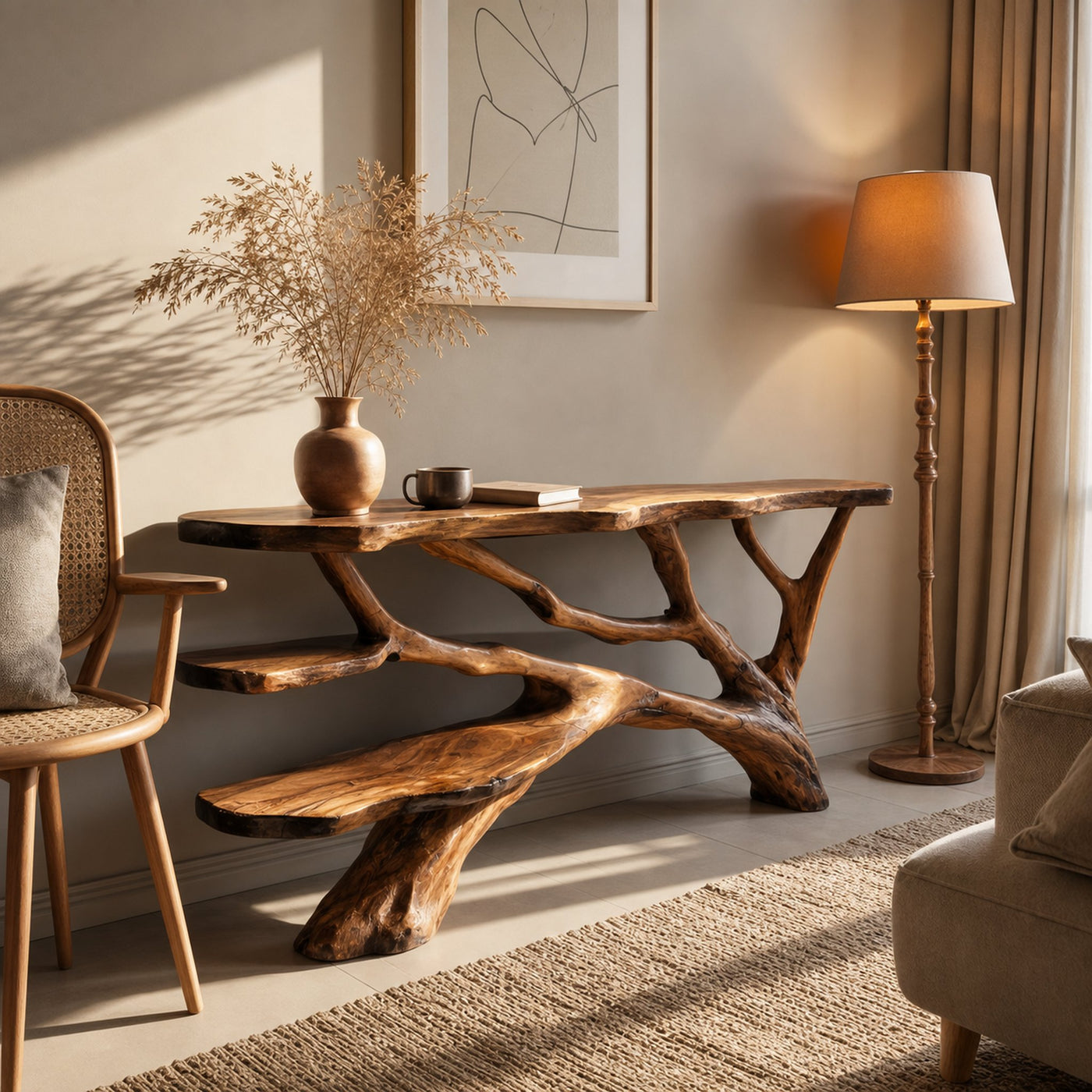 Handcrafted Live Edge Entryway Table For Bedroom Rustic Home Interior - product view 6