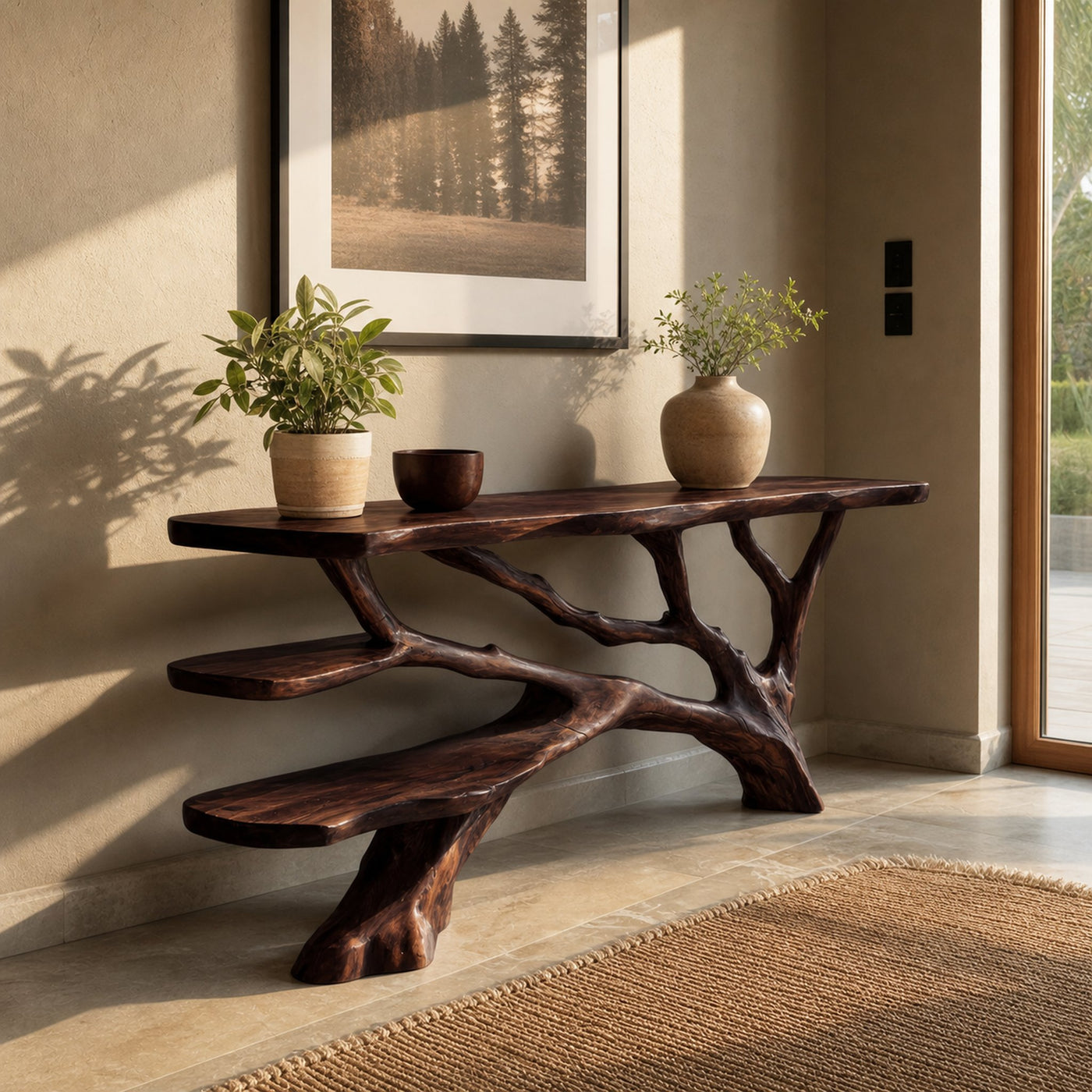 Handcrafted Live Edge Entryway Table For Bedroom Rustic Home Interior - product view 7