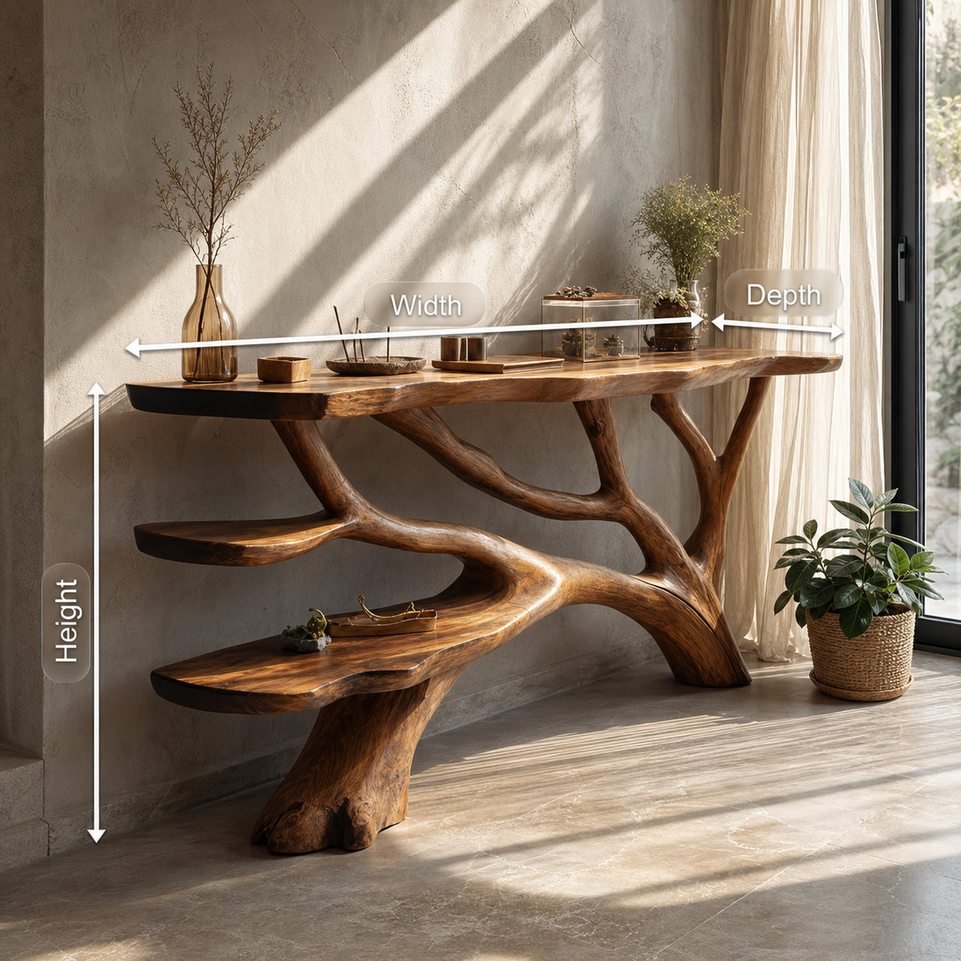 Handcrafted Live Edge Entryway Table For Bedroom Rustic Home Interior - product view 8