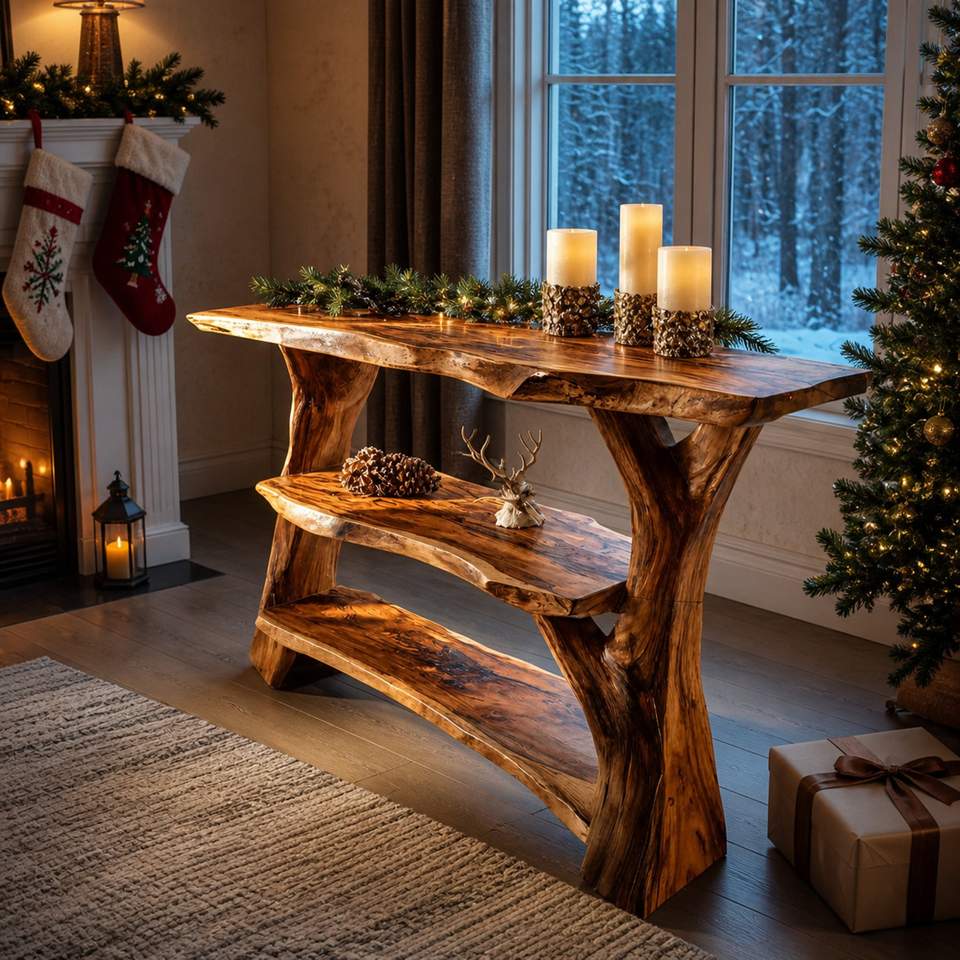 Handcrafted Live Edge Entryway Table For Christmas Bedroom Furniture Decor - product view 6
