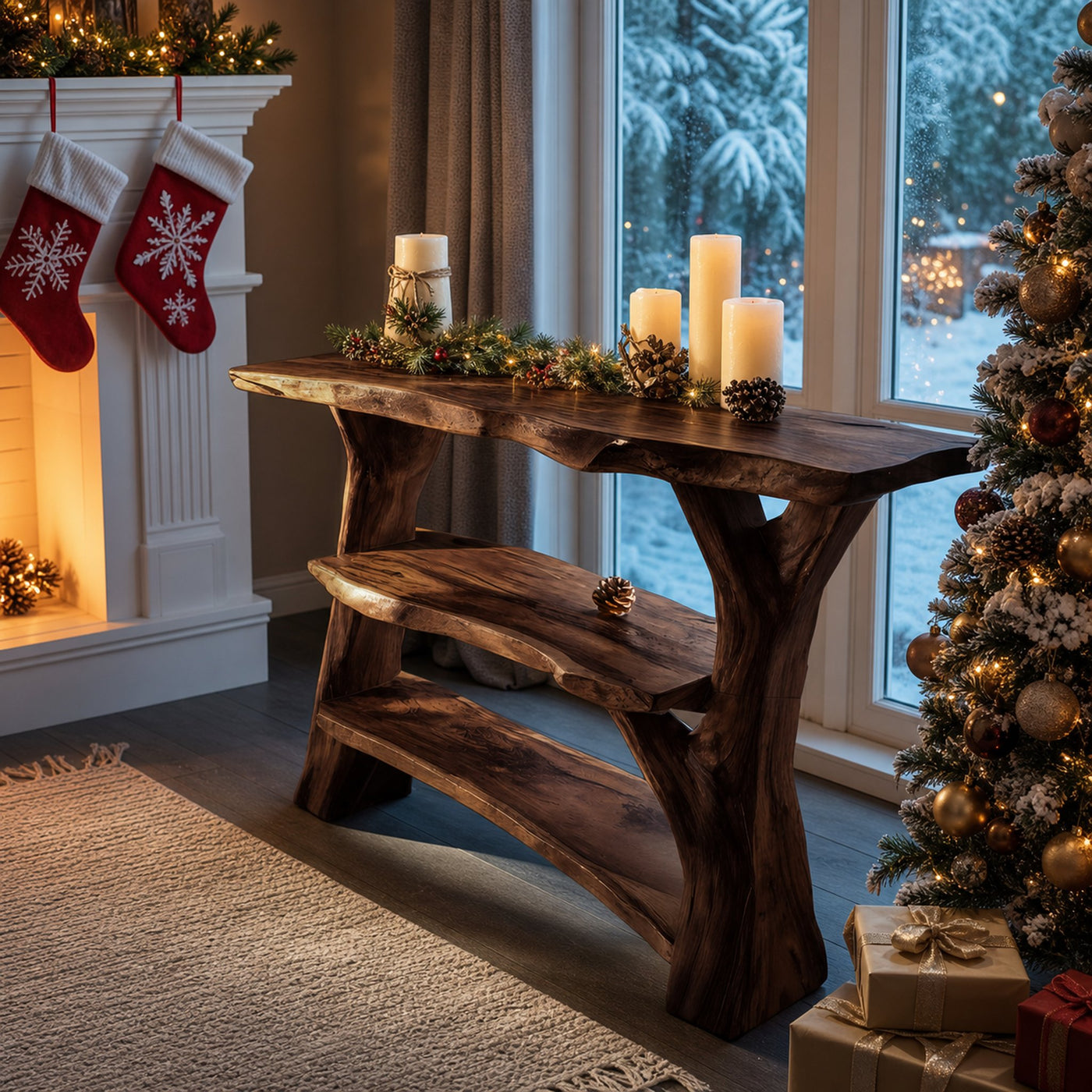 Handcrafted Live Edge Entryway Table For Christmas Bedroom Furniture Decor - product view 7