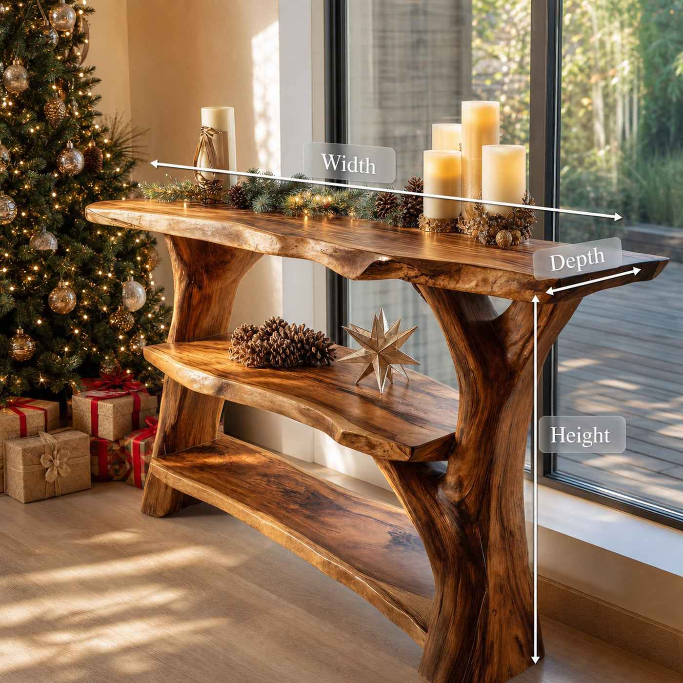 Handcrafted Live Edge Entryway Table For Christmas Bedroom Furniture Decor - product view 8