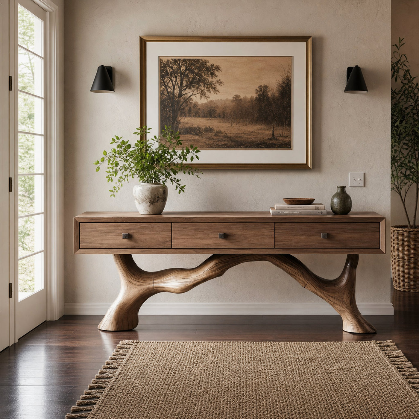 Handcrafted Live Edge Entryway Table For Entryway Rustic Style - product view 3