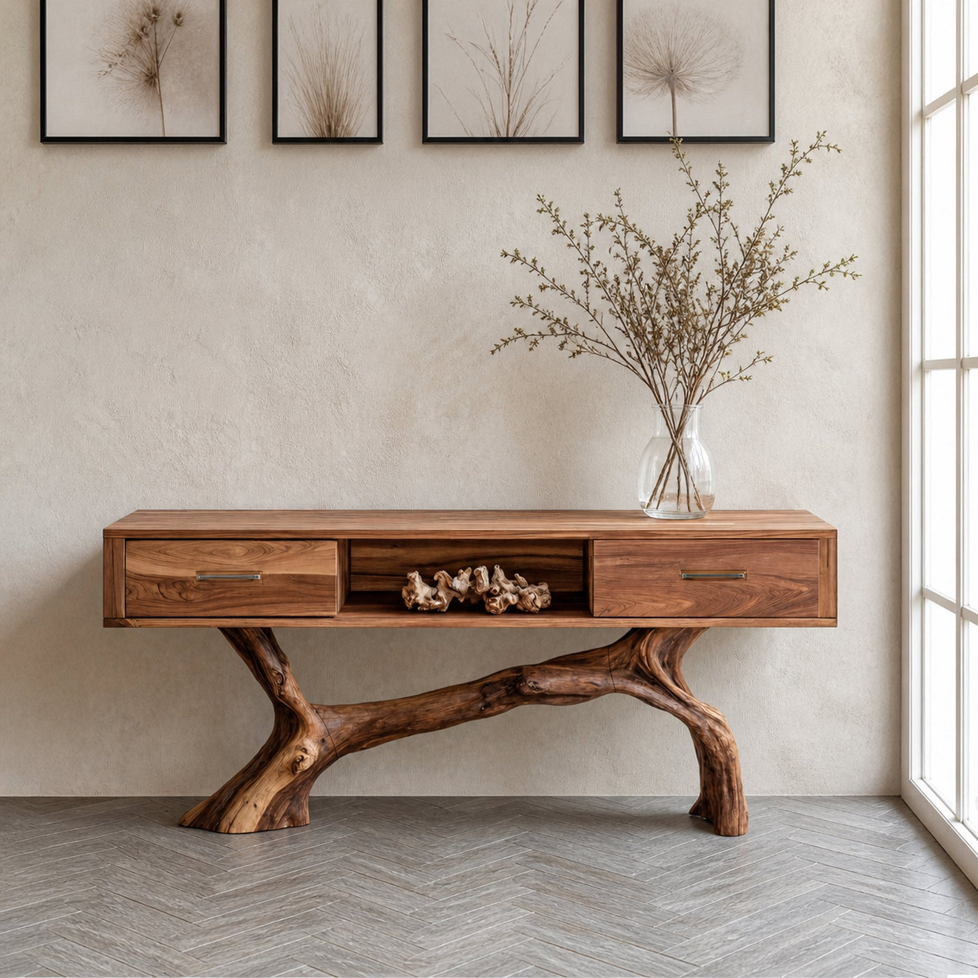 Handcrafted Live Edge Entryway Table For Furniture Decor Accent
