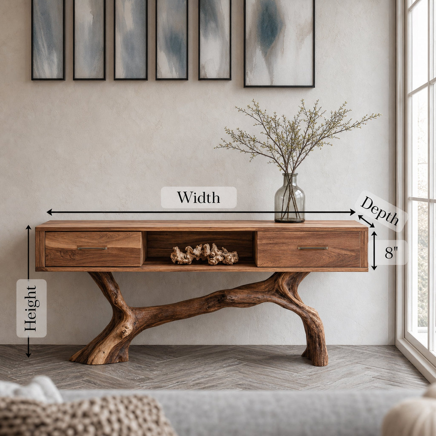 Handcrafted Live Edge Entryway Table For Furniture Decor Accent - product view 6