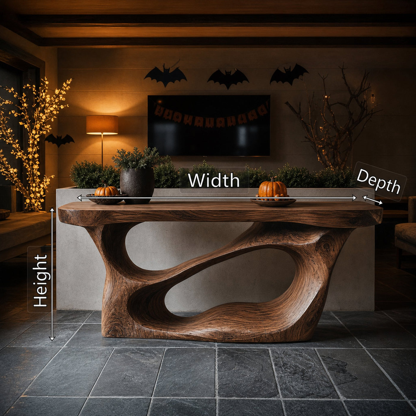 Handcrafted Live Edge Entryway Table For Furniture Decor Halloween Ideas - product view 6