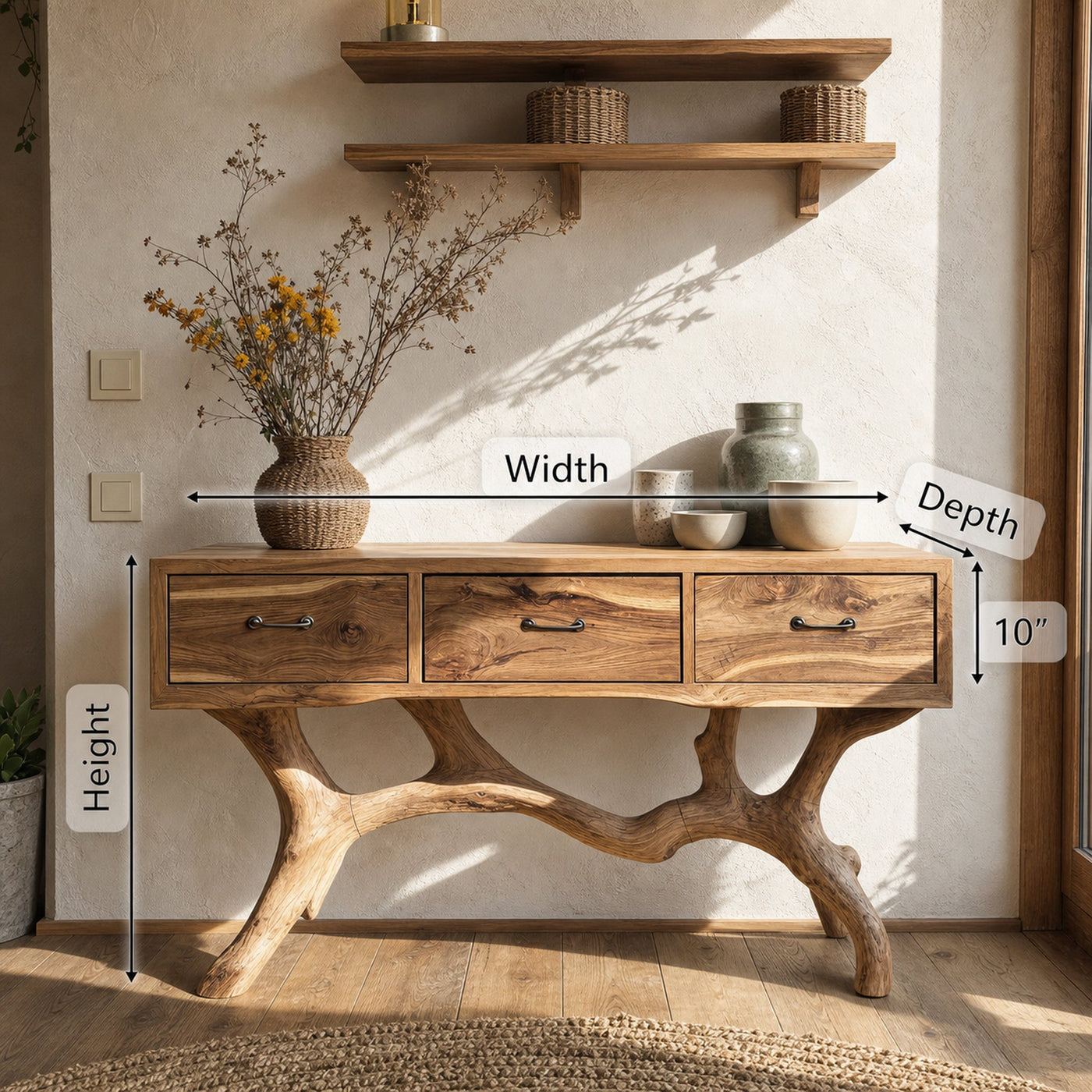 Handcrafted Live Edge Entryway Table For Living Room Modern Farmhouse - product view 6