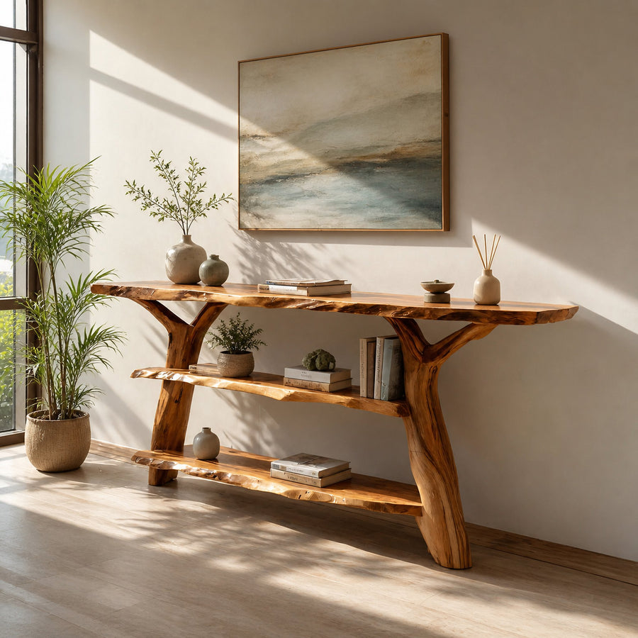 Handcrafted Live Edge Entryway Table For Modern Bedroom Home Design