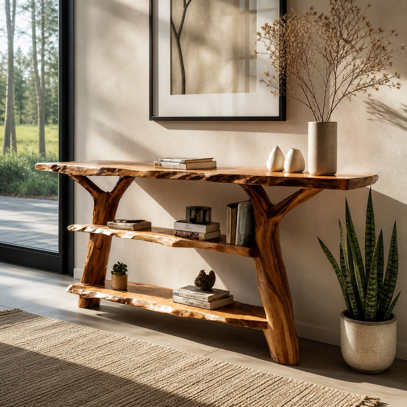 Handcrafted Live Edge Entryway Table For Modern Bedroom Home Design - product view 6