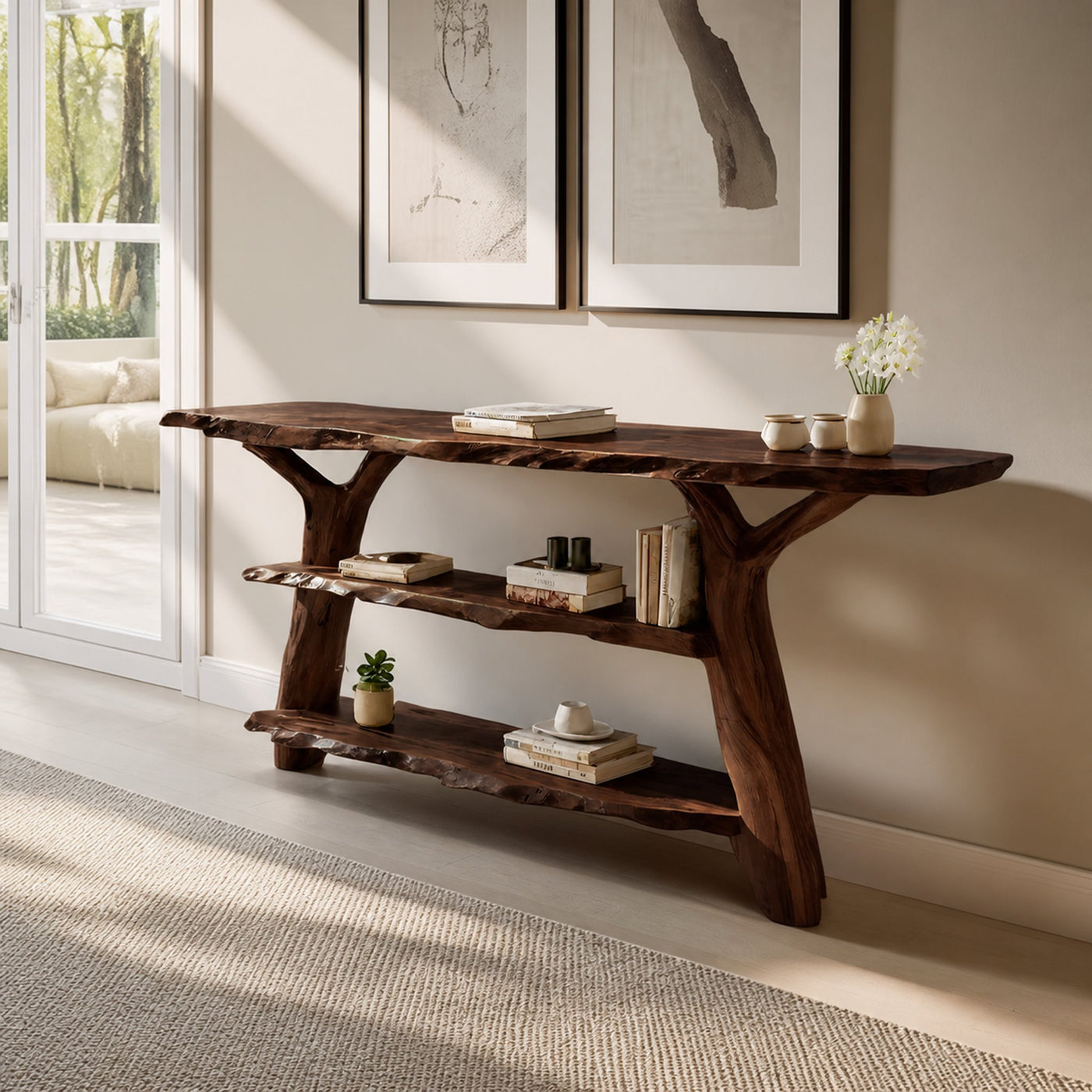 Handcrafted Live Edge Entryway Table For Modern Bedroom Home Design - product view 7