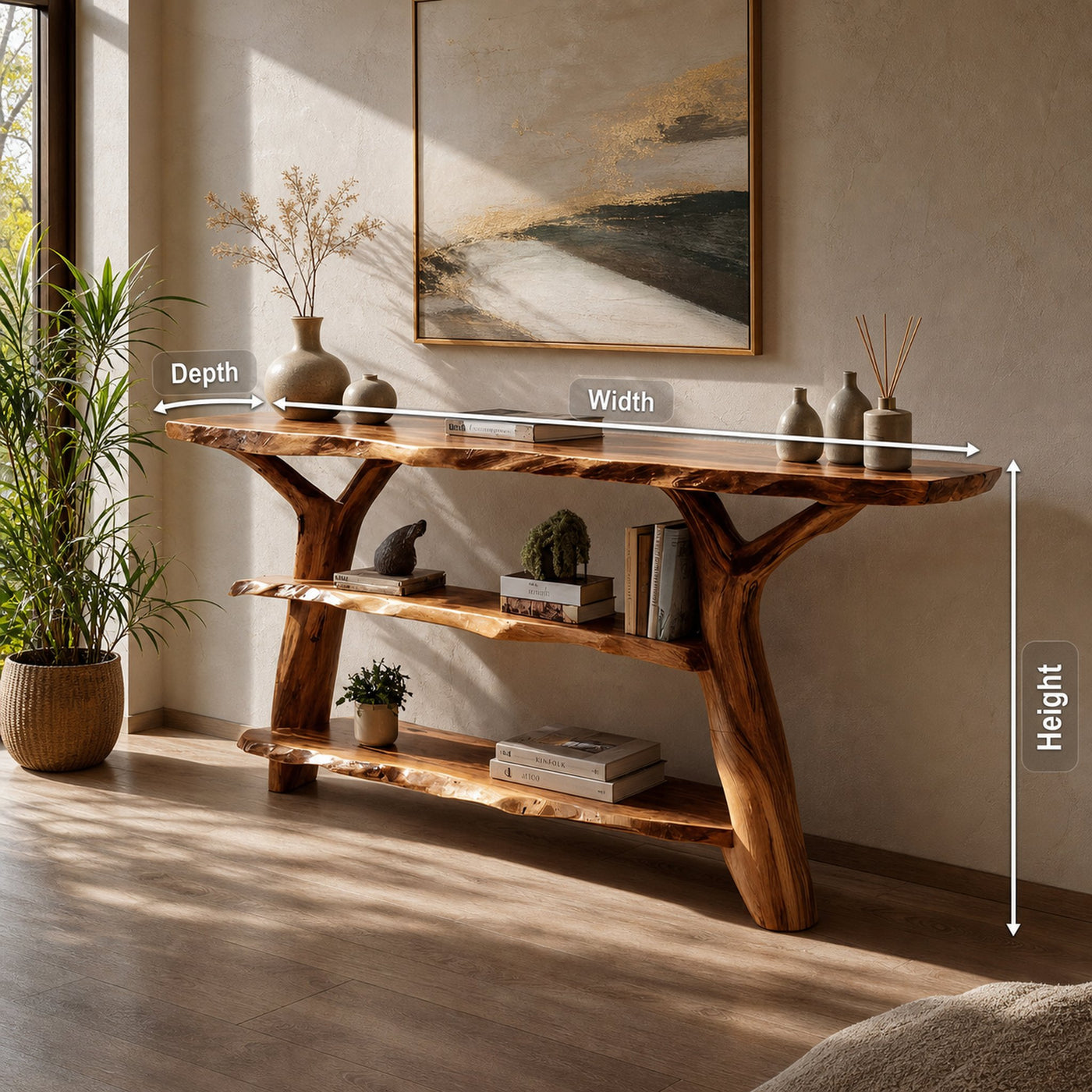 Handcrafted Live Edge Entryway Table For Modern Bedroom Home Design - product view 8