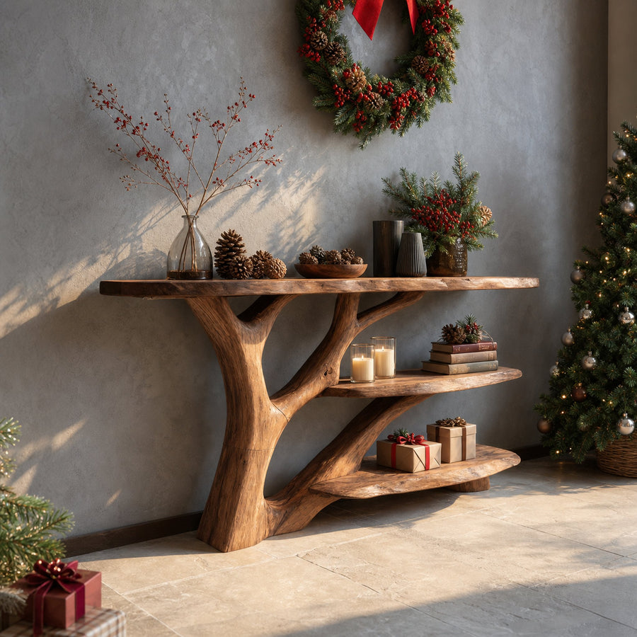 Handcrafted Live Edge Entryway Table For Seasonal Holiday Xmas Living Room