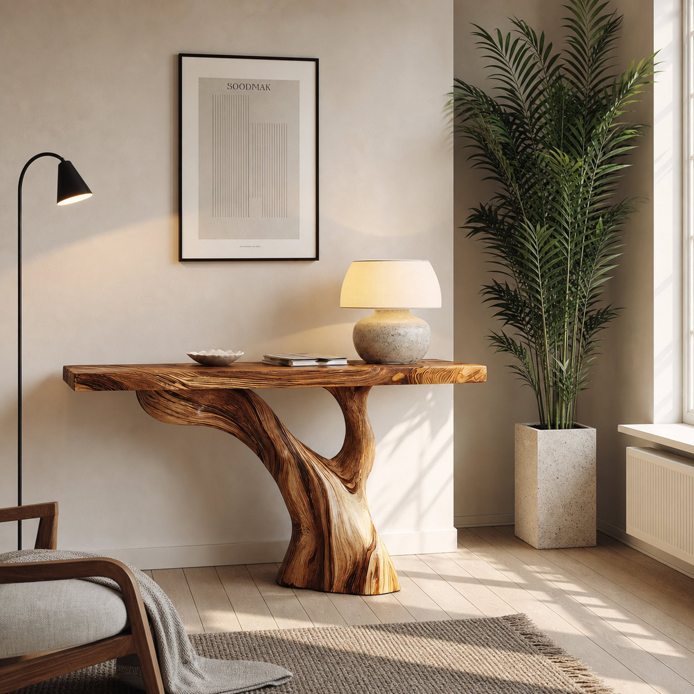 Handcrafted Live Edge Entryway Table Sculptural Solid Wood Furniture Decor - product view 6
