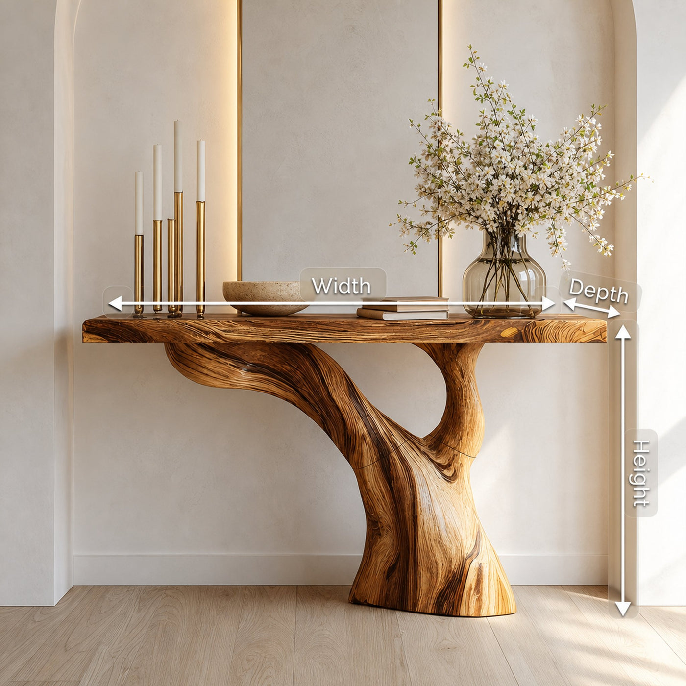 Handcrafted Live Edge Entryway Table Sculptural Solid Wood Furniture Decor - product view 8