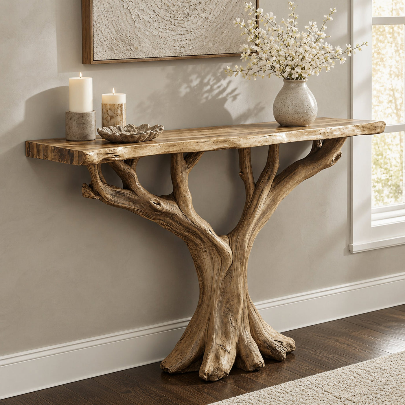 Handcrafted Rustic Console Table For Entryway