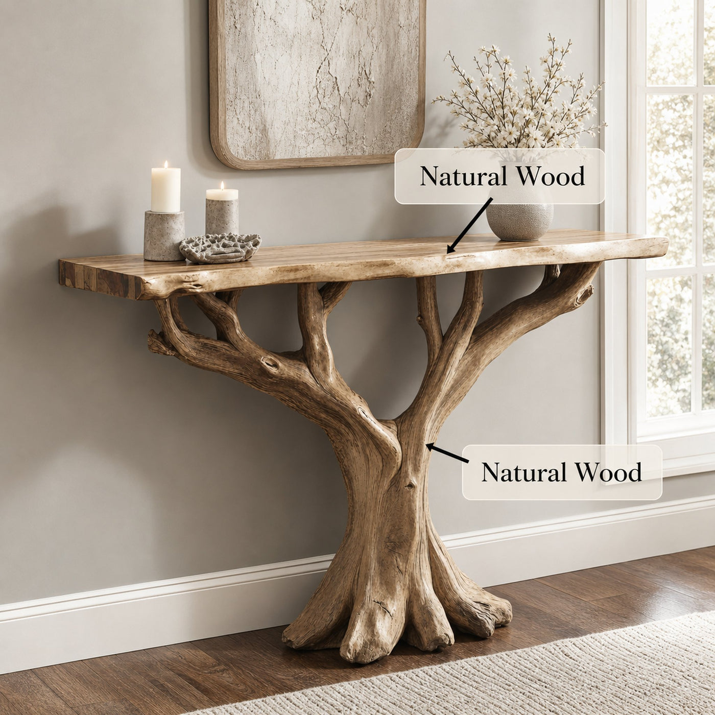 Handcrafted Rustic Console Table For Entryway - product view 6