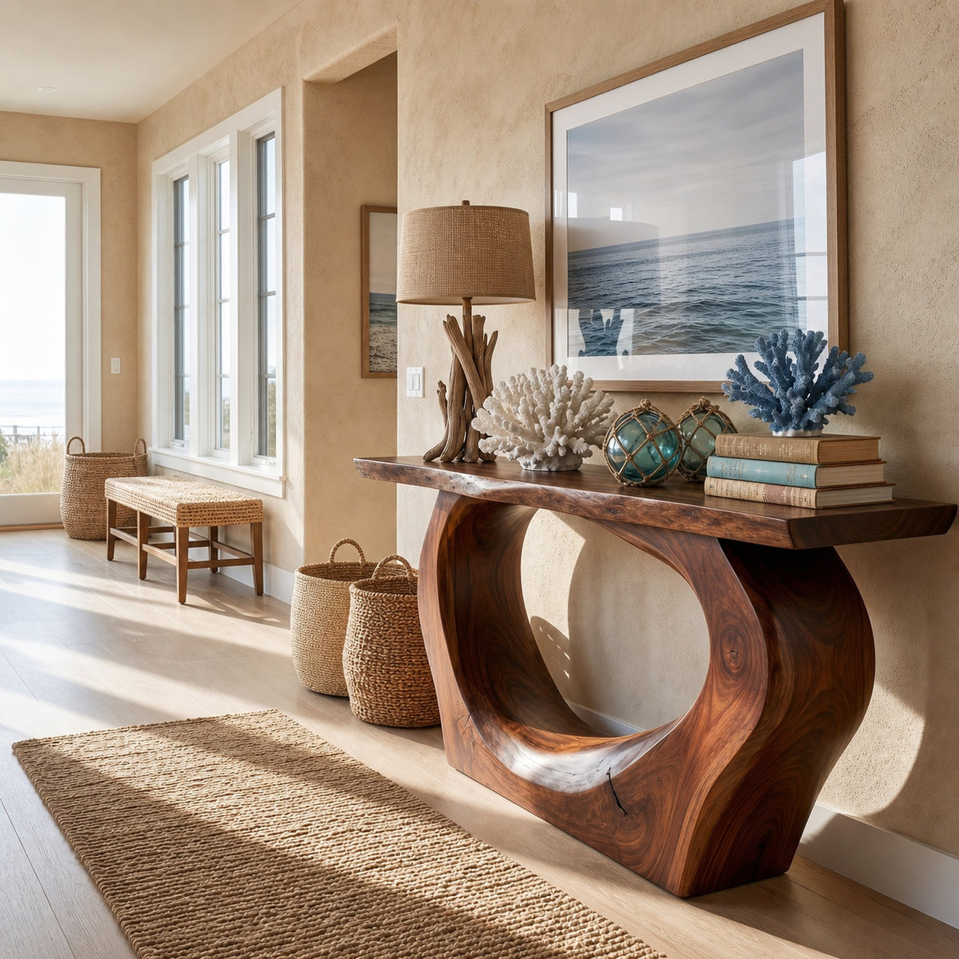 Handcrafted Sculpted Console Table Living Room Interior Feature Accent - product view 7