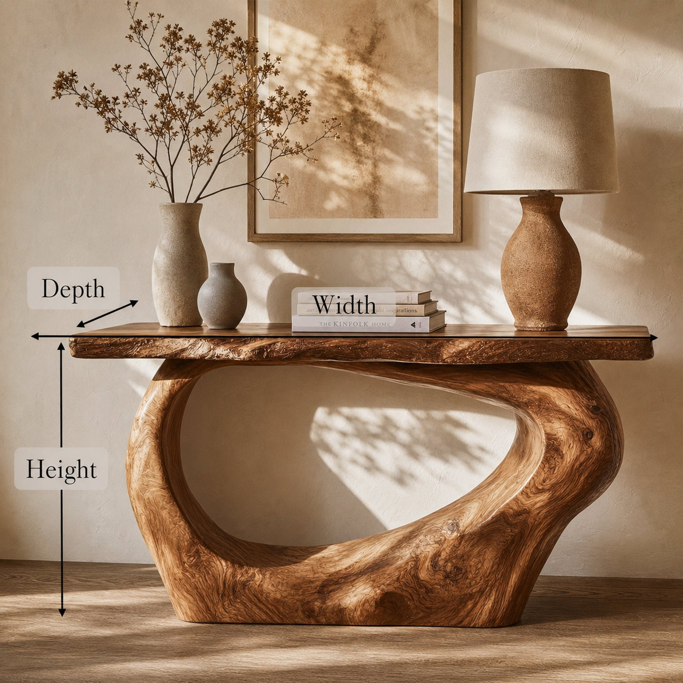 Handcrafted Sculpted Console Table Living Room Interior Feature Accent - product view 8