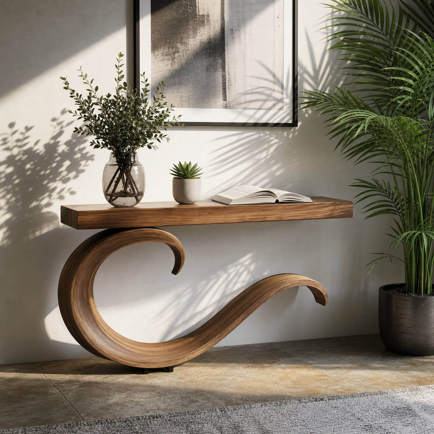 Handcrafted Sculptural Live Edge Console Table For Luxury Living Room - product view 6