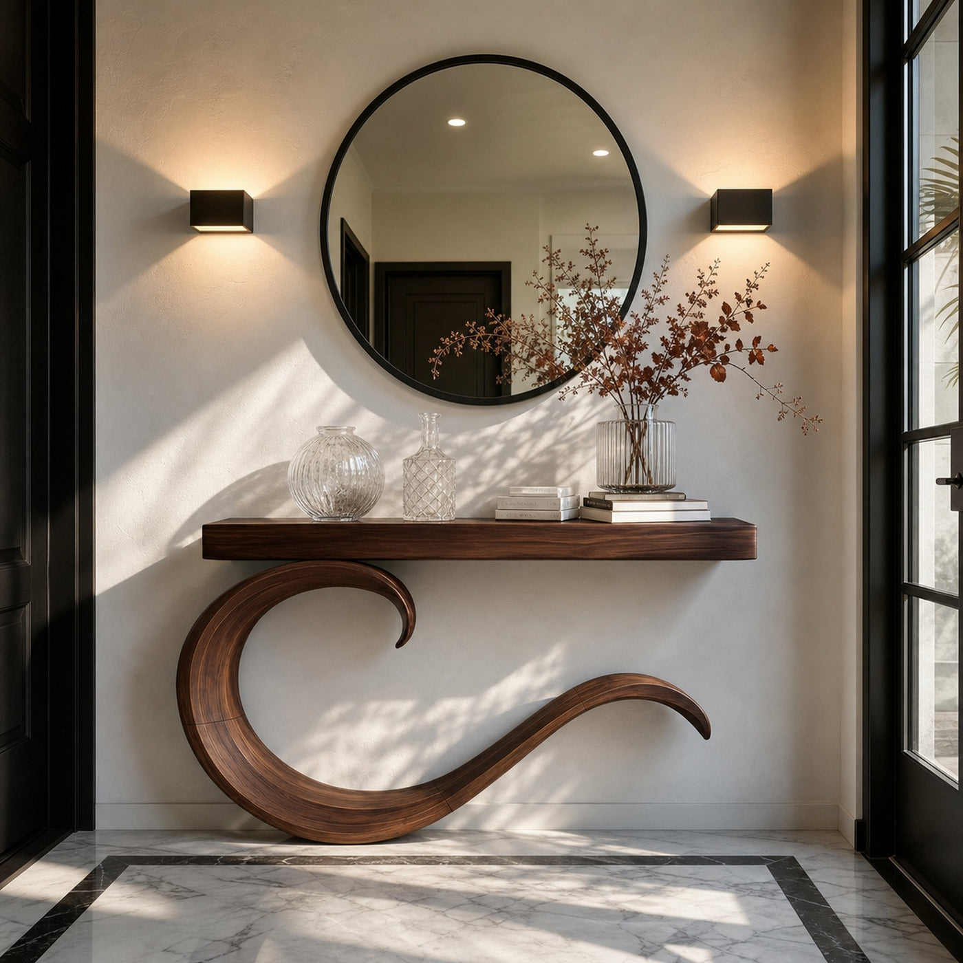 Handcrafted Sculptural Live Edge Console Table For Luxury Living Room - product view 7