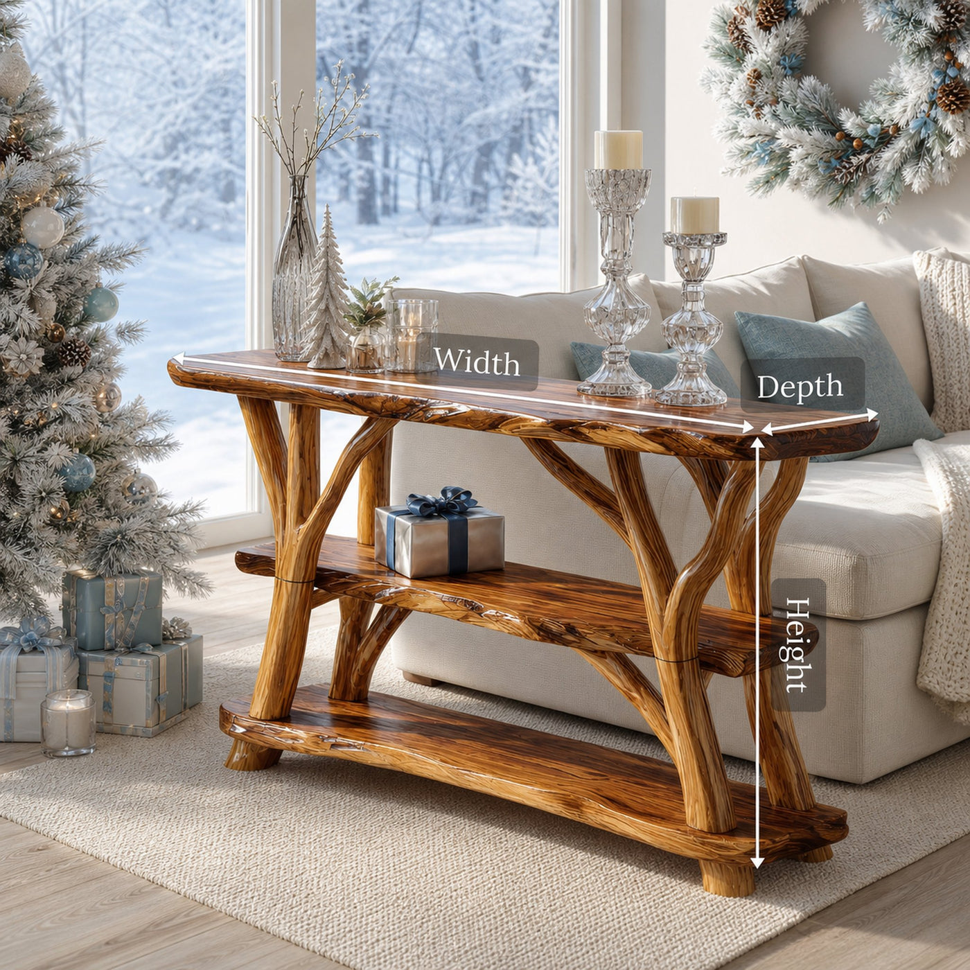Handcrafted Solid Wood Console Table For Bedroom Decor Xmas Home Furniture - product view 6