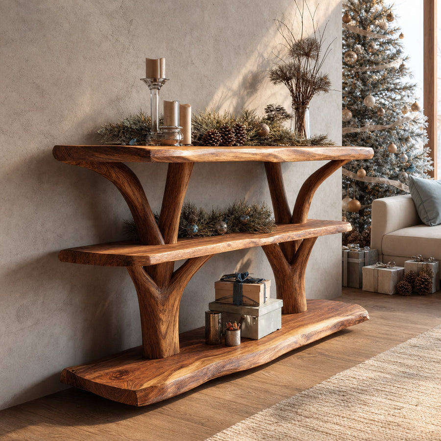 Handcrafted Solid Wood Console Table For Christmas Bedroom Furniture Style