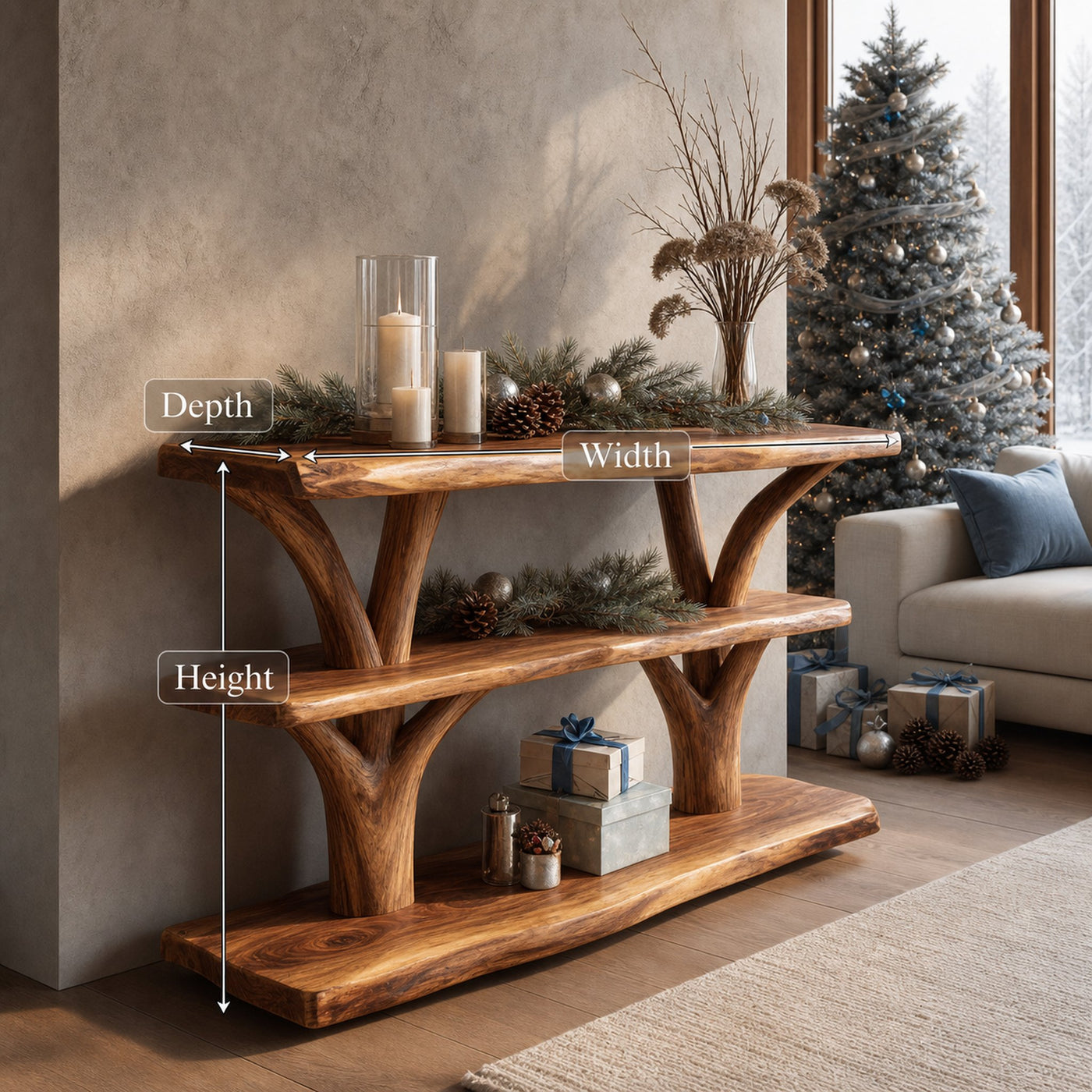 Handcrafted Solid Wood Console Table For Christmas Bedroom Furniture Style - product view 6