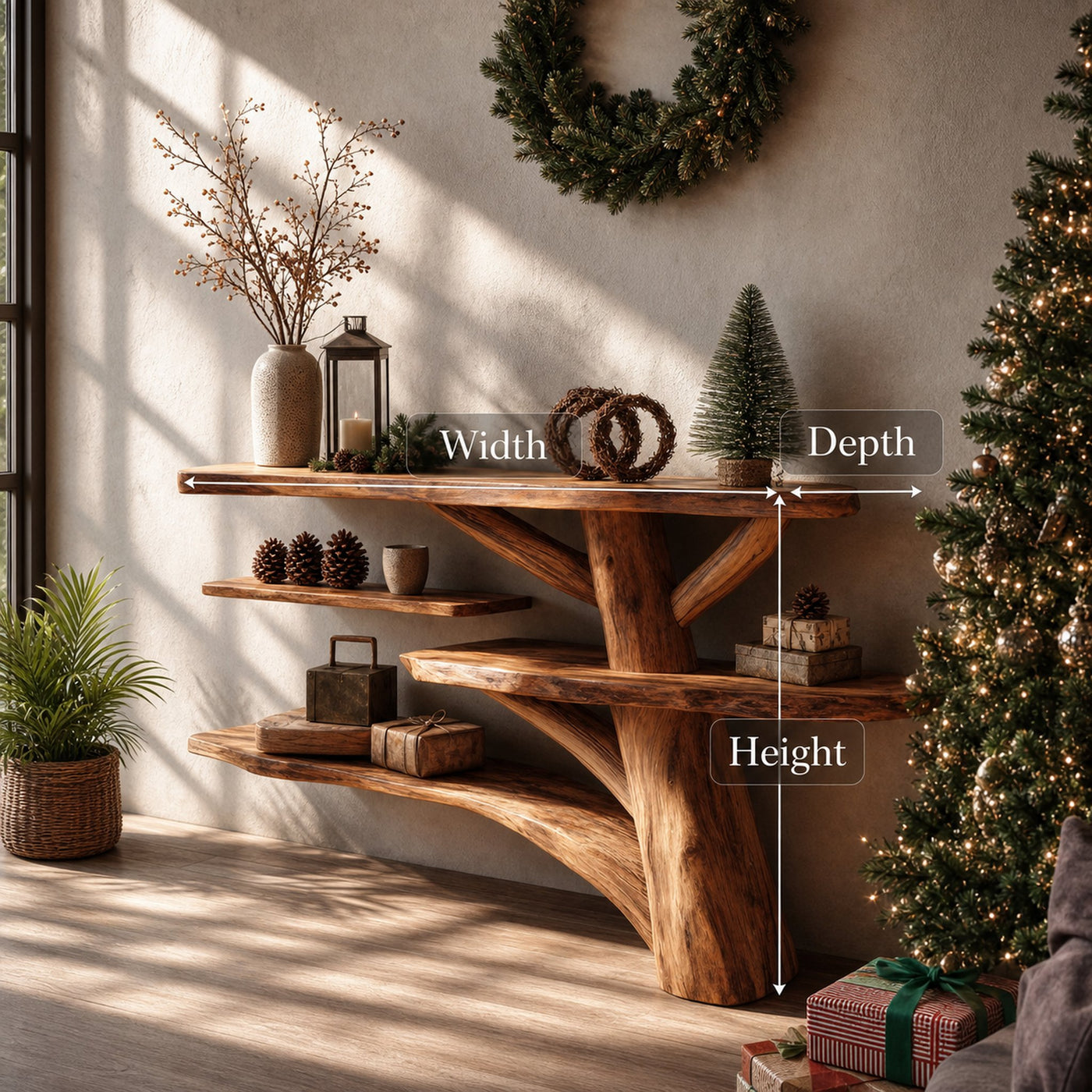 Handcrafted Solid Wood Console Table For Christmas Entryway Seasonal Decor - product view 6