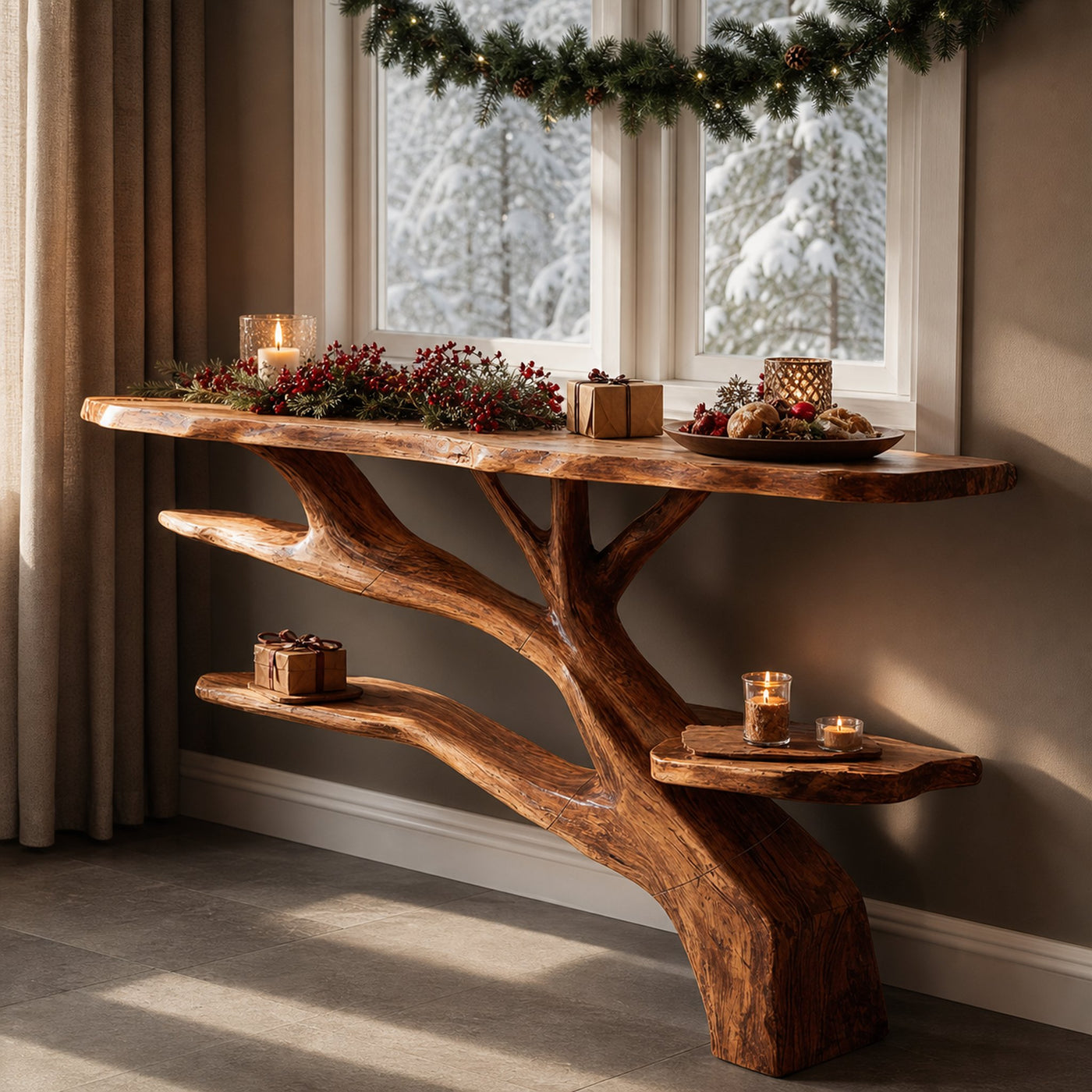 Handcrafted Solid Wood Console Table For Christmas Furniture Decor - product view 6