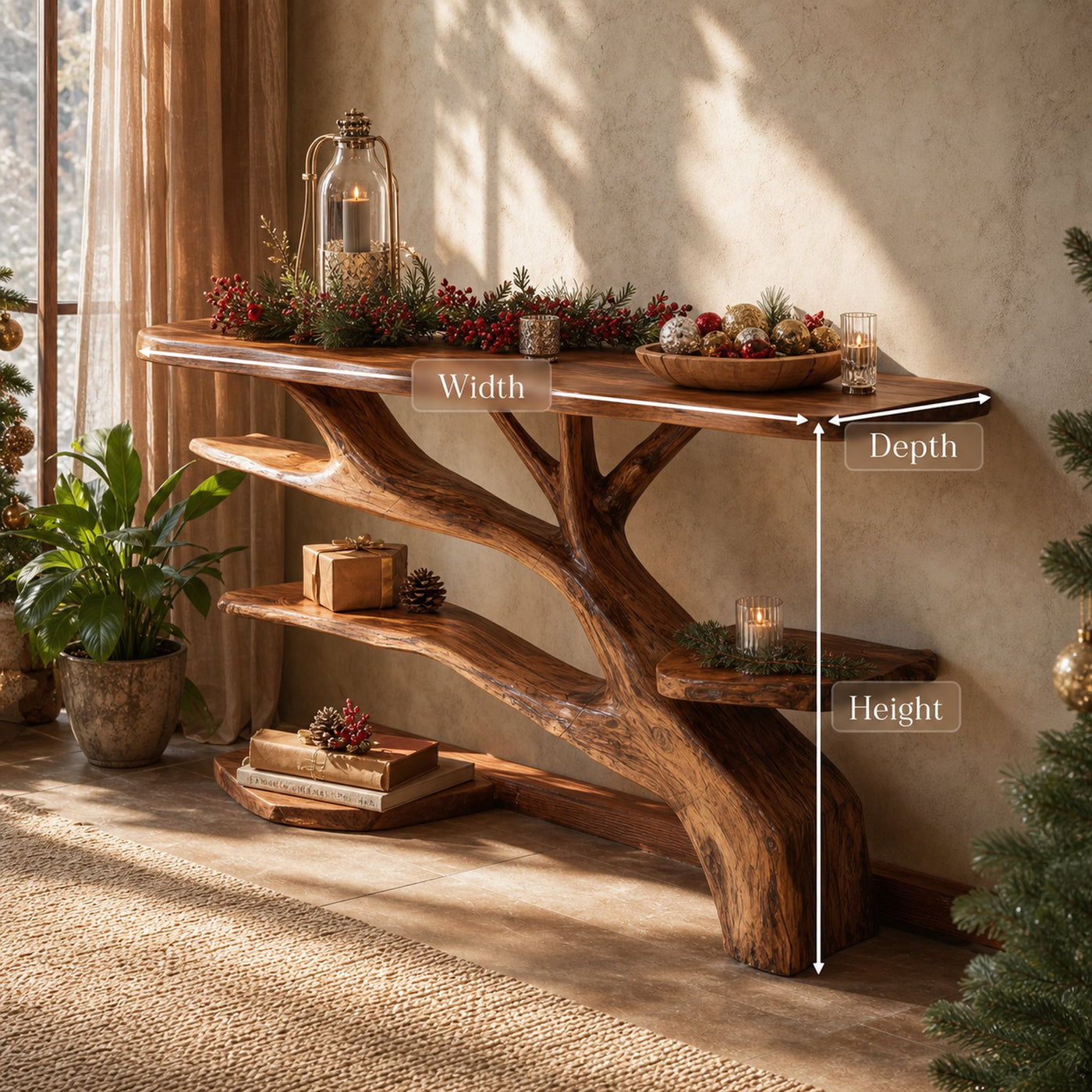 Handcrafted Solid Wood Console Table For Christmas Furniture Decor - product view 8