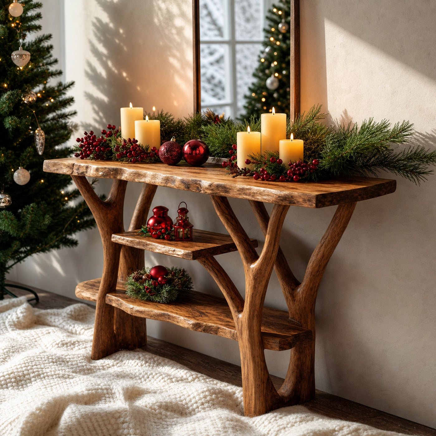Handcrafted Solid Wood Console Table For Christmas Furniture Entryway Decor - product view 6