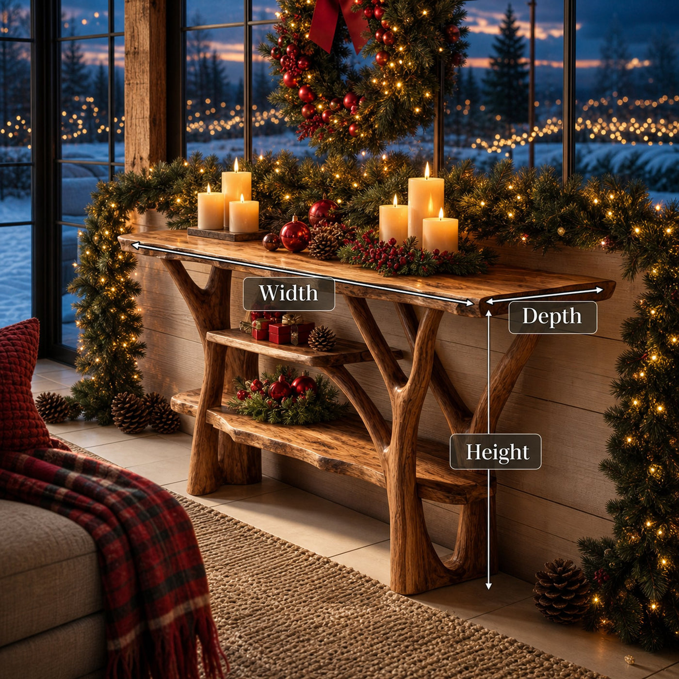 Handcrafted Solid Wood Console Table For Christmas Furniture Entryway Decor - product view 8