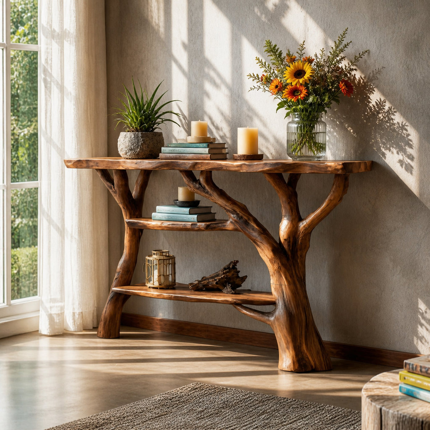 Handcrafted Solid Wood Console Table For Elegant Furniture Home Design