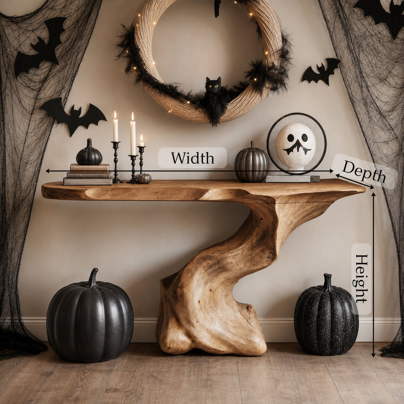 Handcrafted Solid Wood Console Table For Furniture Decor Halloween Theme - product view 6
