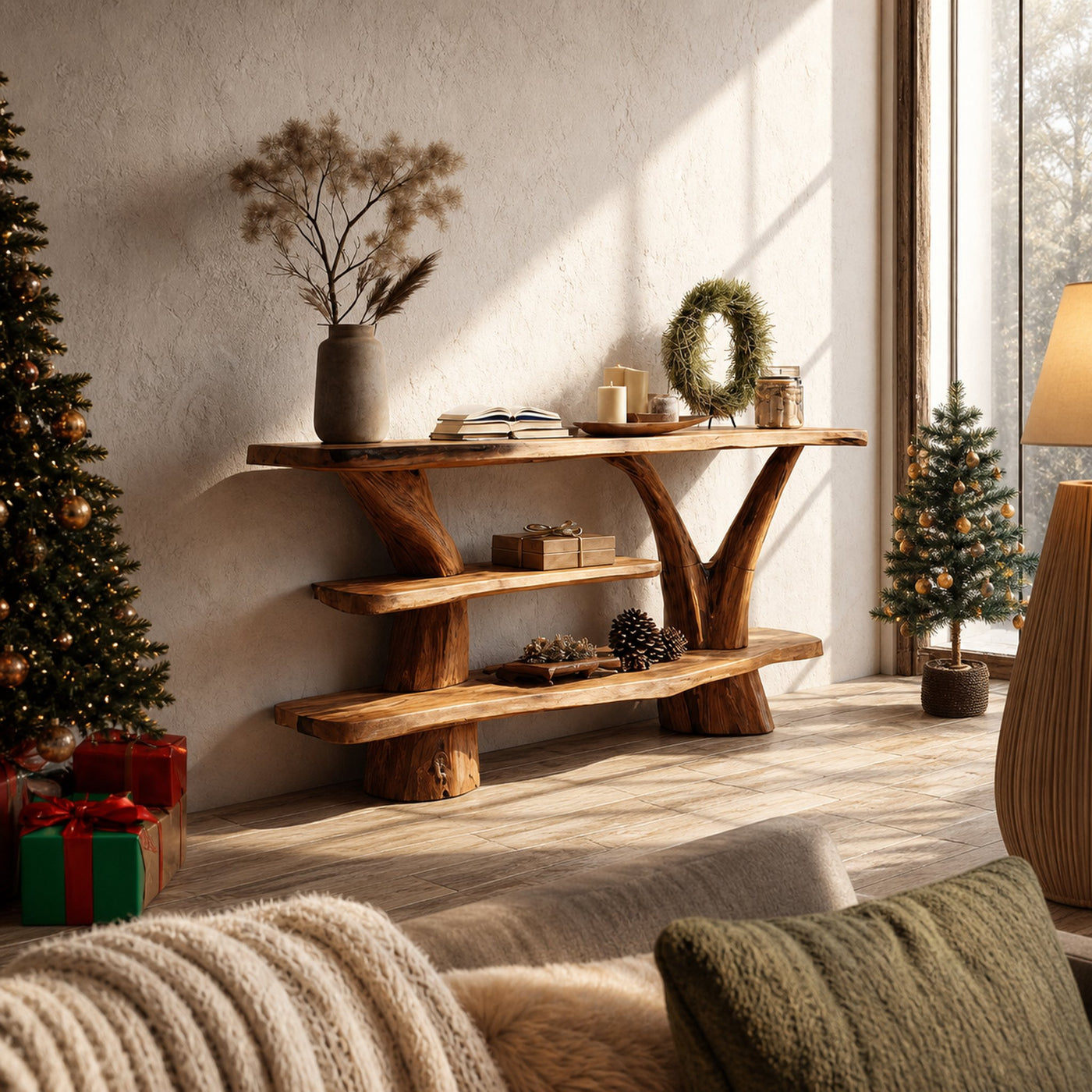 Handcrafted Solid Wood Console Table For Holiday Bedroom Christmas Design - product view 6