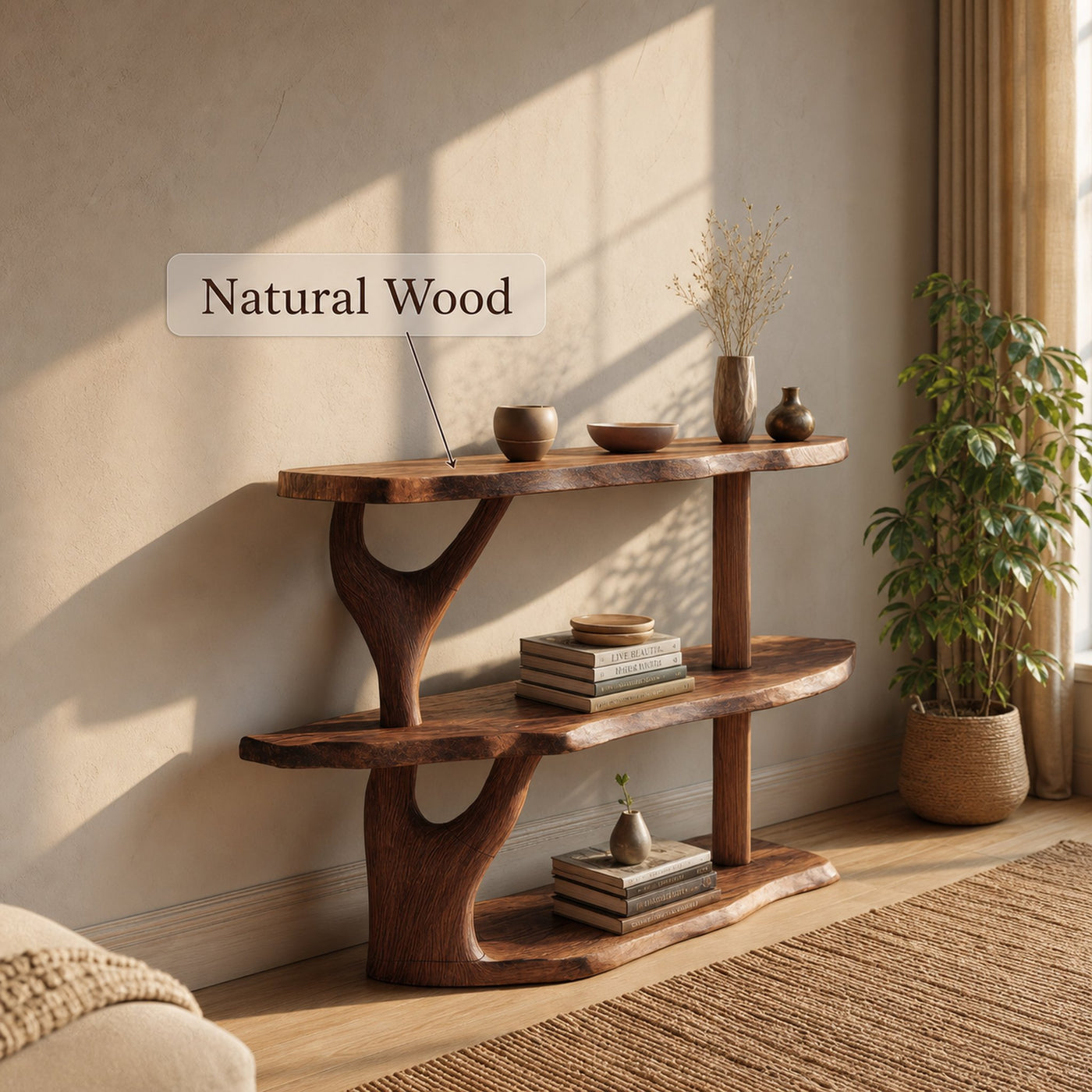Handcrafted Solid Wood Console Table For Living Room Modern Decor - product view 5