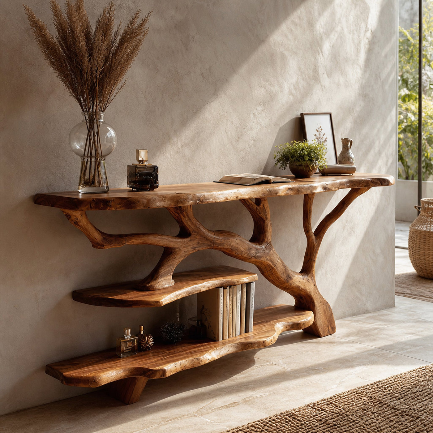 Handcrafted Solid Wood Console Table For Modern Entryway Furniture Decor
