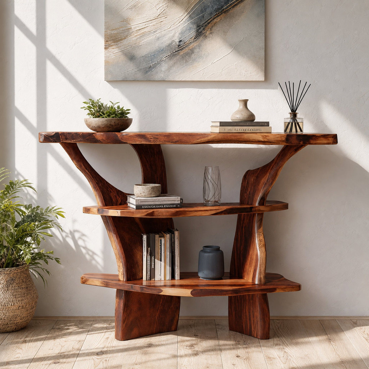 Handcrafted Solid Wood Console Table For Rustic Entryway Interior Style
