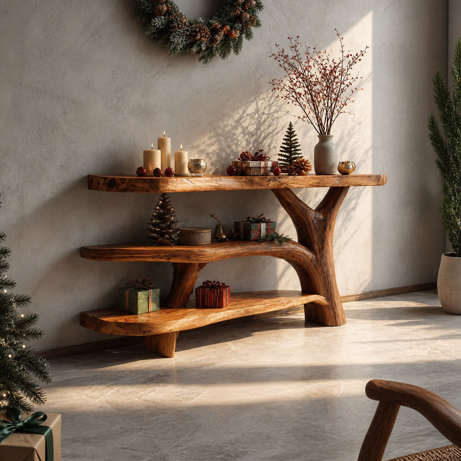 Handcrafted Solid Wood Console Table For Xmas Furniture Entryway Design