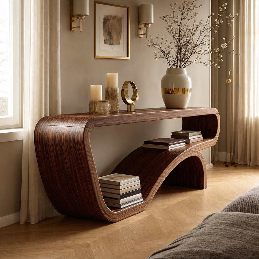 Handcrafted Solid Wood Console Table Organic Design For Bedroom Decor