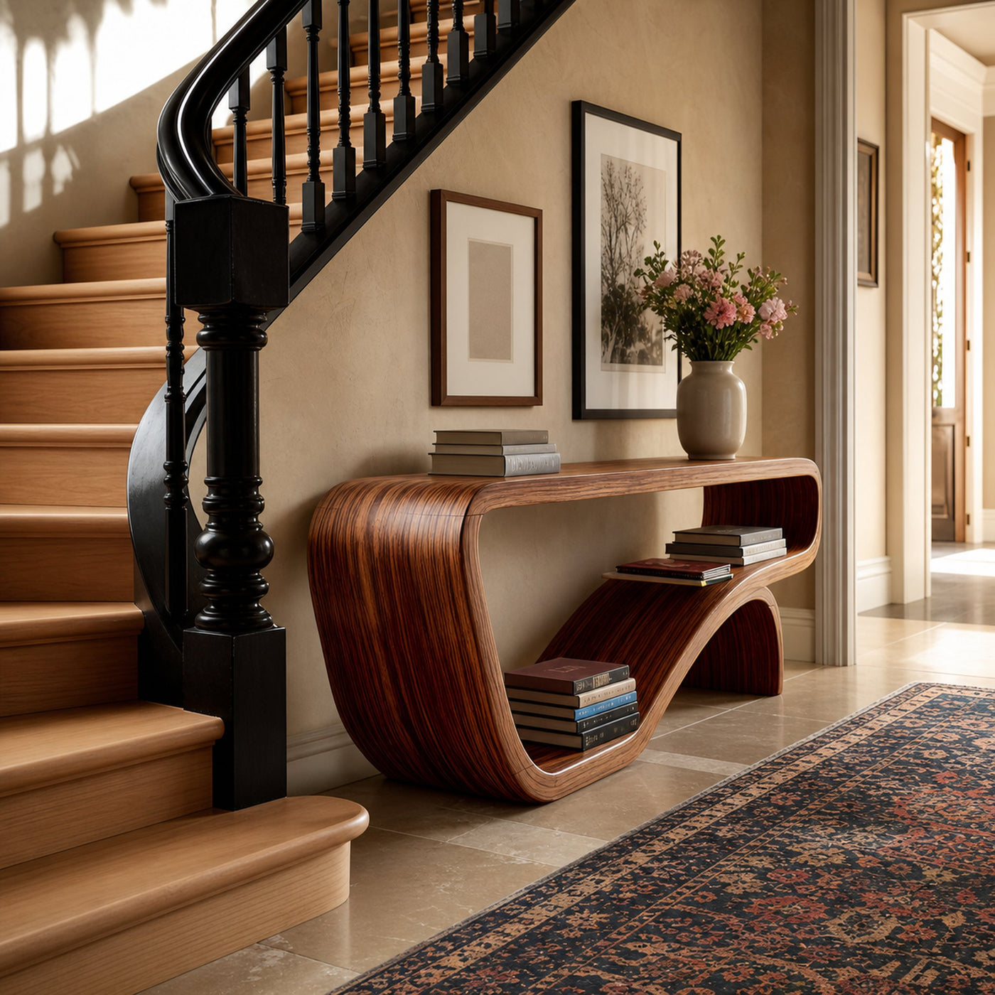 Handcrafted Solid Wood Console Table Organic Design For Bedroom Decor - product view 2