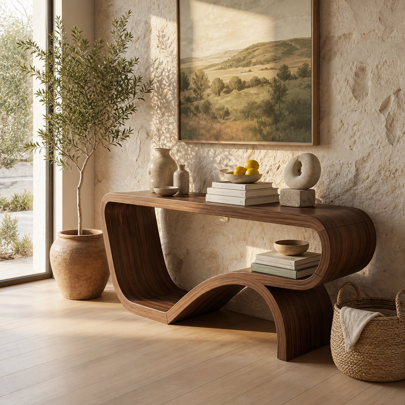 Handcrafted Solid Wood Console Table Organic Design For Bedroom Decor - product view 3