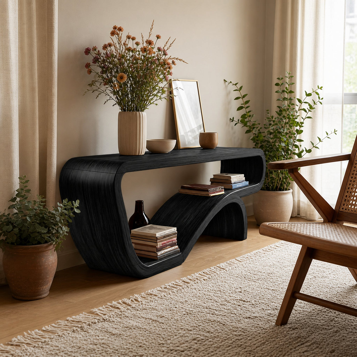 Handcrafted Solid Wood Console Table Organic Design For Bedroom Decor - product view 4