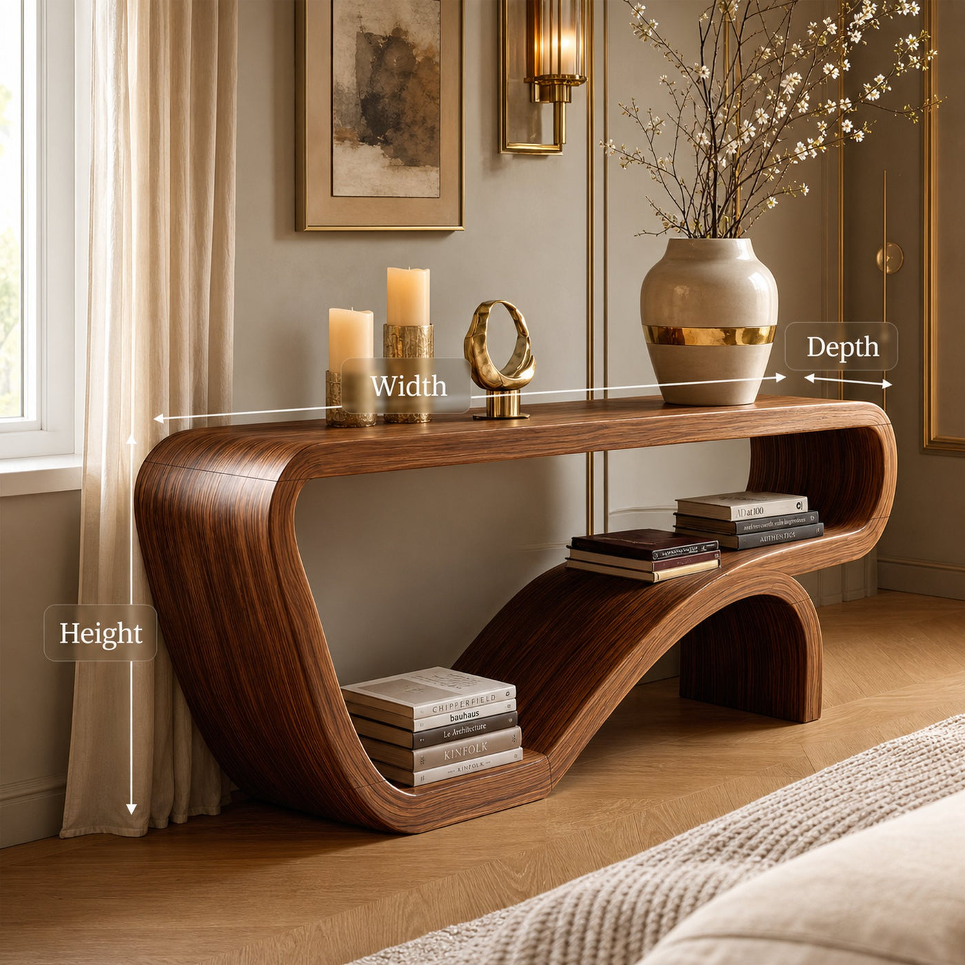 Handcrafted Solid Wood Console Table Organic Design For Bedroom Decor - product view 8