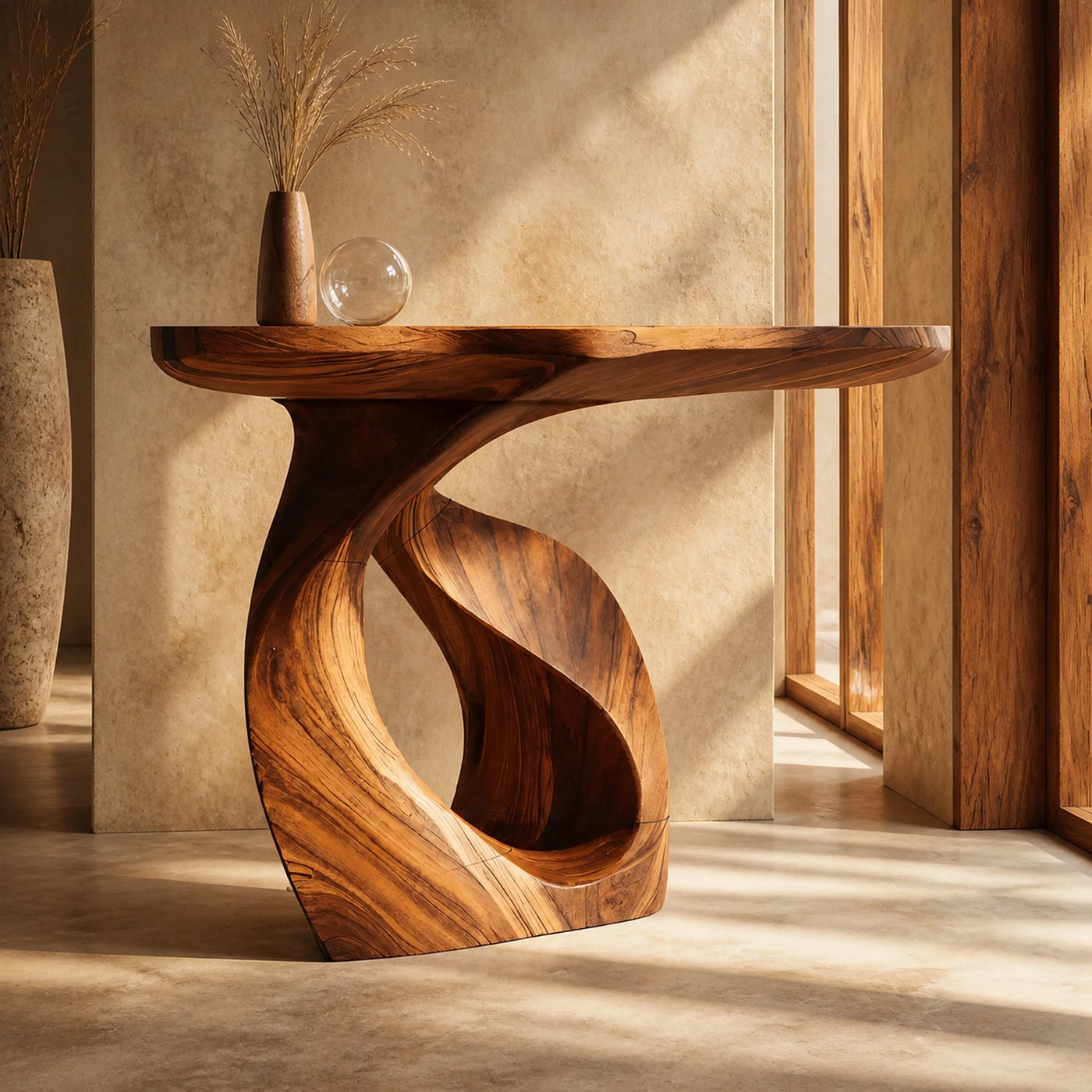 Handcrafted Solid Wood Console Table Organic Design For Entryway Decor