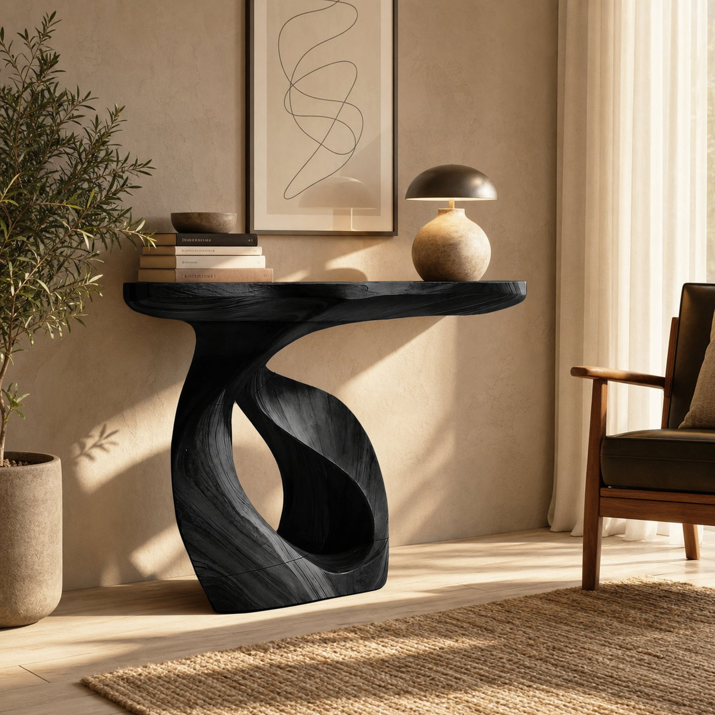 Handcrafted Solid Wood Console Table Organic Design For Entryway Decor - product view 4