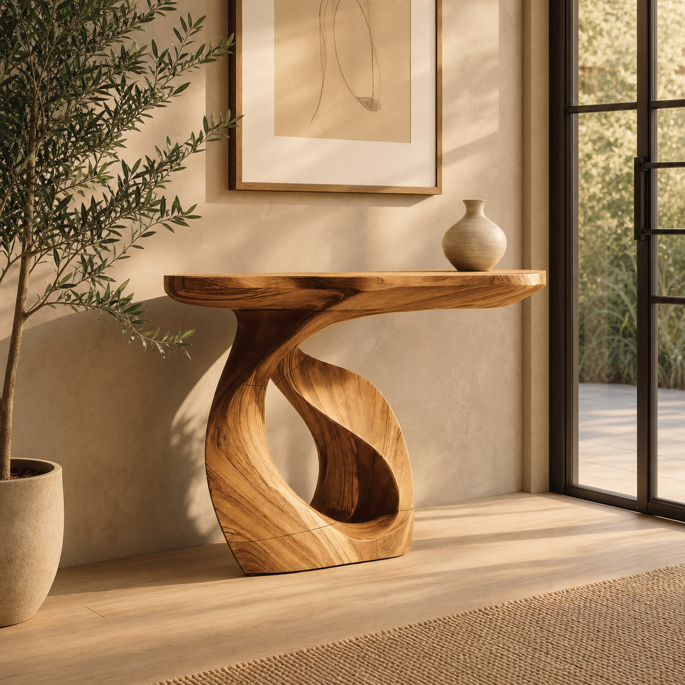 Handcrafted Solid Wood Console Table Organic Design For Entryway Decor - product view 5