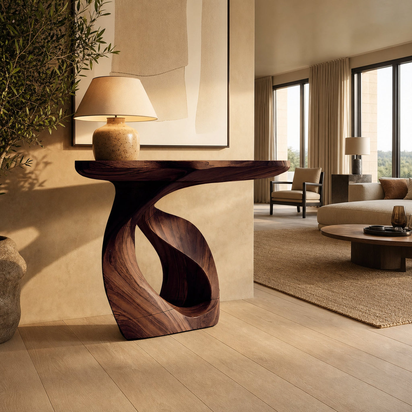 Handcrafted Solid Wood Console Table Organic Design For Entryway Decor - product view 7