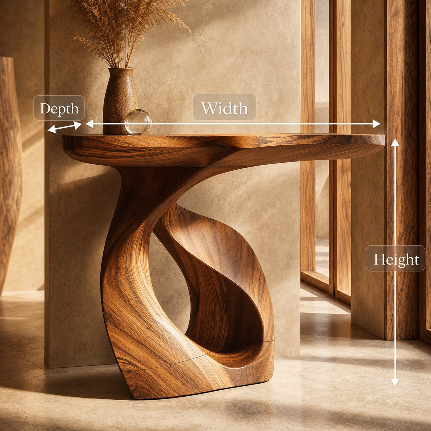 Handcrafted Solid Wood Console Table Organic Design For Entryway Decor - product view 8